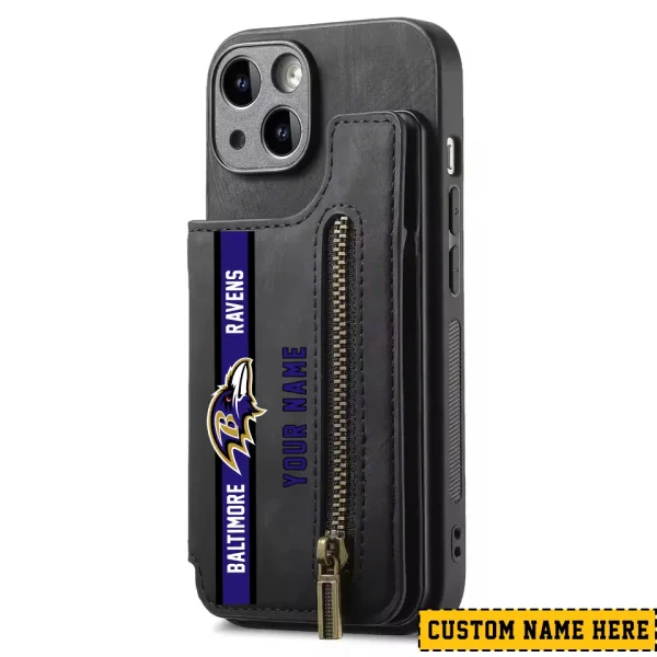 Baltimore Ravens Leather Magnetic Card Solt Wallet Pocket With Holder Zipper Case ANZZCSWLC067