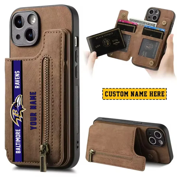 Baltimore Ravens Leather Magnetic Card Solt Wallet Pocket With Holder Zipper Case ANZZCSWLC067
