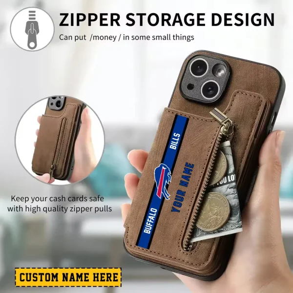 Buffalo Bills Leather Magnetic Card Solt Wallet Pocket With Holder Zipper Case ANZZCSWLC068 - Image 2