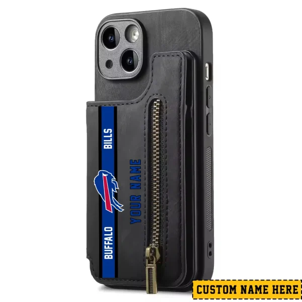 Buffalo Bills Leather Magnetic Card Solt Wallet Pocket With Holder Zipper Case ANZZCSWLC068