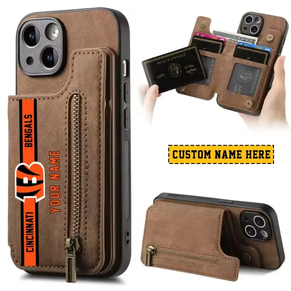 Cincinnati Bengals Leather Magnetic Card Solt Wallet Pocket With Holder Zipper Case ANZZCSWLC071