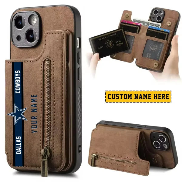 Dallas Cowboys Leather Magnetic Card Solt Wallet Pocket With Holder Zipper Case ANZZCSWLC073