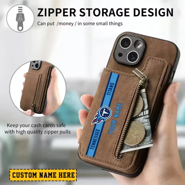 Tennessee Titans Leather Magnetic Card Solt Wallet Pocket With Holder Zipper Case ANZZCSWLC075 - Image 2