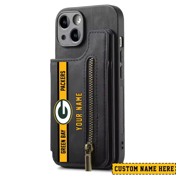 Green Bay Packers Leather Magnetic Card Solt Wallet Pocket With Holder Zipper Case ANZZCSWLC078