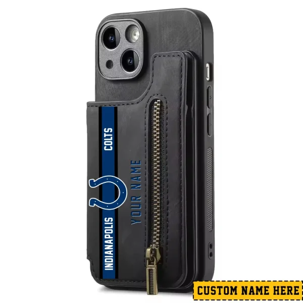 Indianapolis Colts Leather Magnetic Card Solt Wallet Pocket With Holder Zipper Case ANZZCSWLC080