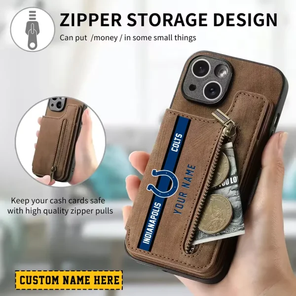 Indianapolis Colts Leather Magnetic Card Solt Wallet Pocket With Holder Zipper Case ANZZCSWLC080 - Image 2