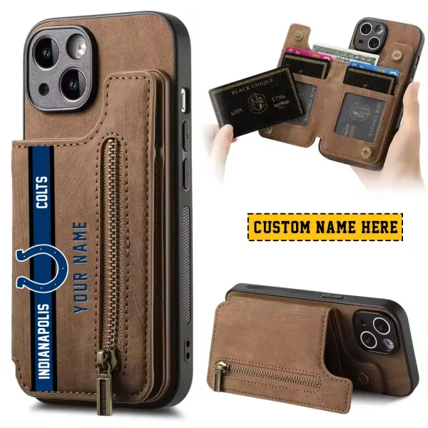 Indianapolis Colts Leather Magnetic Card Solt Wallet Pocket With Holder Zipper Case ANZZCSWLC080