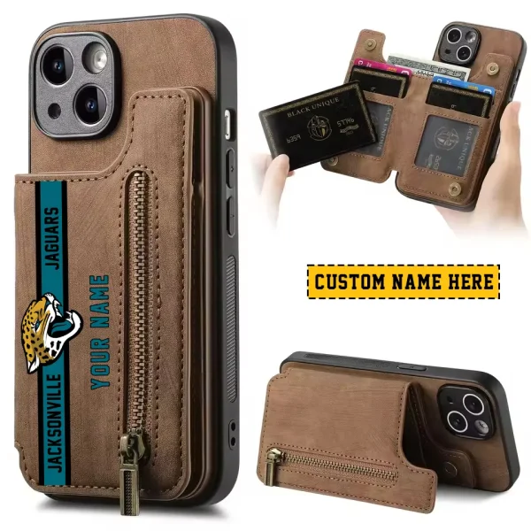 Jacksonville Jaguars Leather Magnetic Card Solt Wallet Pocket With Holder Zipper Case ANZZCSWLC081