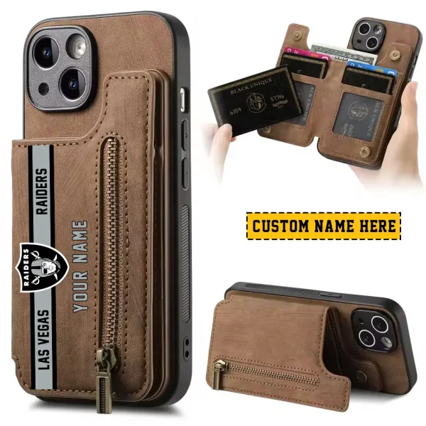 Las Vegas Raiders Leather Magnetic Card Solt Wallet Pocket With Holder Zipper Case ANZZCSWLC083