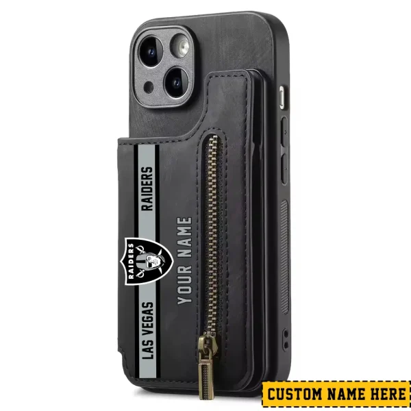 Las Vegas Raiders Leather Magnetic Card Solt Wallet Pocket With Holder Zipper Case ANZZCSWLC083