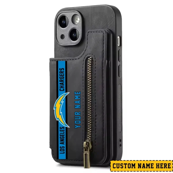Los Angeles Chargers Leather Magnetic Card Solt Wallet Pocket With Holder Zipper Case ANZZCSWLC084