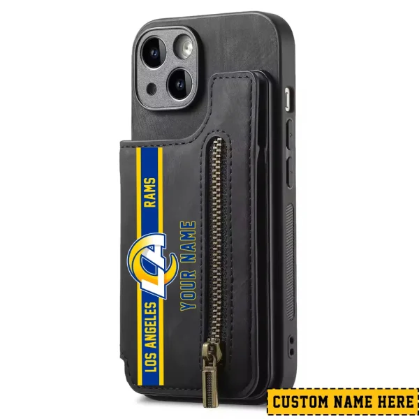 Los Angeles Rams Leather Magnetic Card Solt Wallet Pocket With Holder Zipper Case ANZZCSWLC085