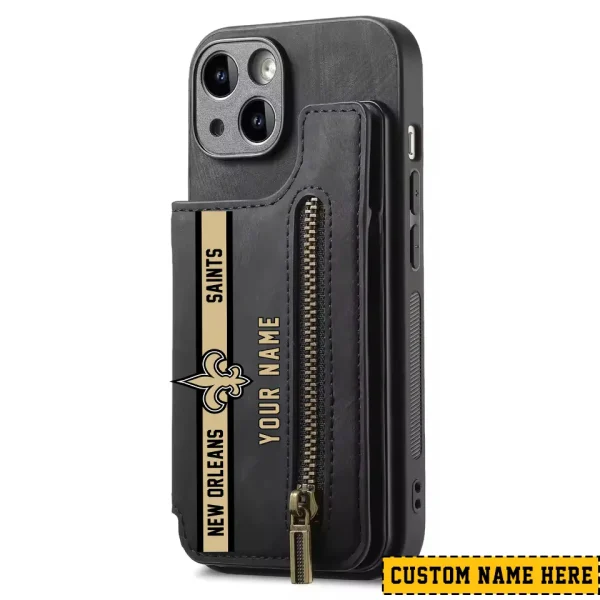 New Orleans Saints Leather Magnetic Card Solt Wallet Pocket With Holder Zipper Case ANZZCSWLC089