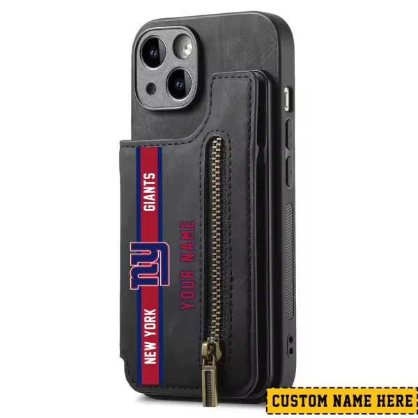New York Giants Leather Magnetic Card Solt Wallet Pocket With Holder Zipper Case ANZZCSWLC090