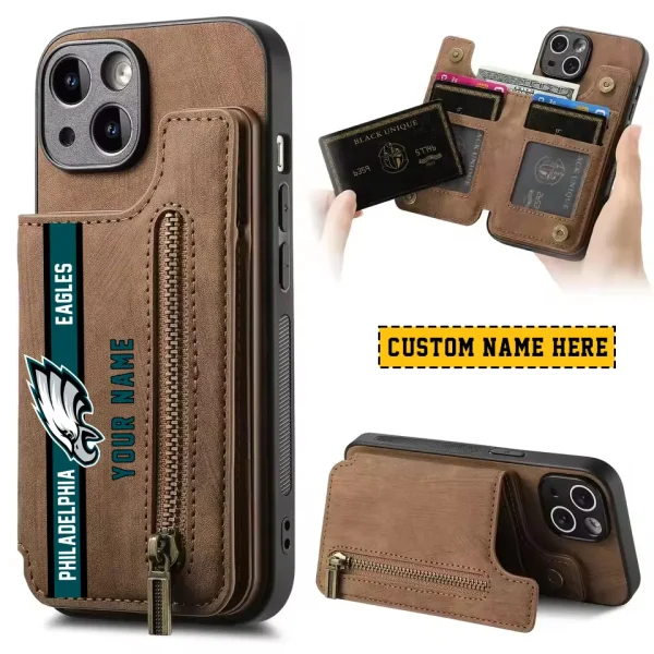 Philadelphia Eagles Leather Magnetic Card Solt Wallet Pocket With Holder Zipper Case ANZZCSWLC092