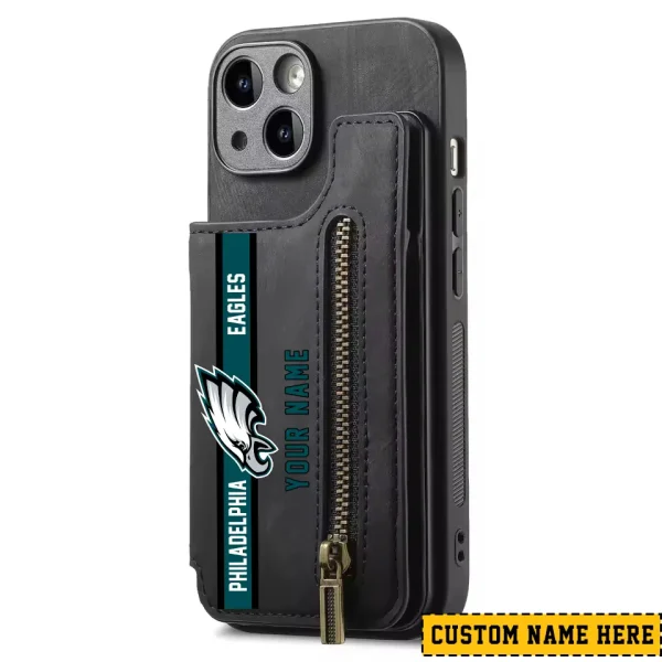 Philadelphia Eagles Leather Magnetic Card Solt Wallet Pocket With Holder Zipper Case ANZZCSWLC092