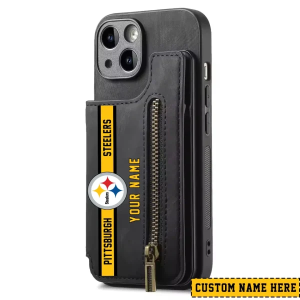 Pittsburgh Steelers Leather Magnetic Card Solt Wallet Pocket With Holder Zipper Case ANZZCSWLC093