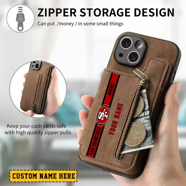 San Francisco 49ers Leather Magnetic Card Solt Wallet Pocket With Holder Zipper Case ANZZCSWLC094 - Image 2