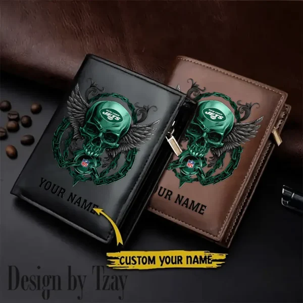 New York Jets Leather Wallets Vertical Style SPTLVW812