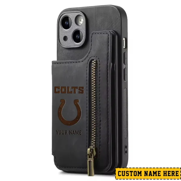 Indianapolis Colts Leather Magnetic Card Solt Wallet Pocket With Holder Zipper Case ANZZCSWLC110