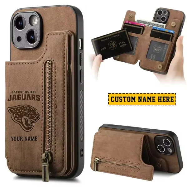 Jacksonville Jaguars Leather Magnetic Card Solt Wallet Pocket With Holder Zipper Case ANZZCSWLC111