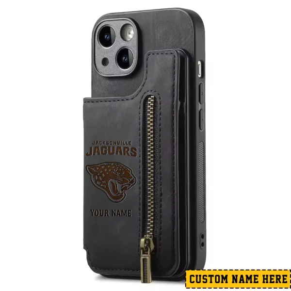 Jacksonville Jaguars Leather Magnetic Card Solt Wallet Pocket With Holder Zipper Case ANZZCSWLC111