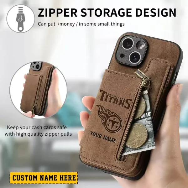 Tennessee Titans Leather Magnetic Card Solt Wallet Pocket With Holder Zipper Case ANZZCSWLC127 - Image 2