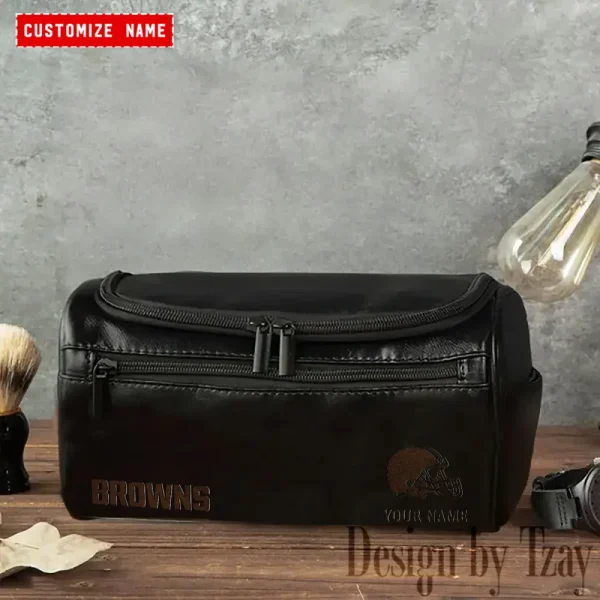 Cleveland Browns NFL Men Vintage Luxury Toiletry Bag Travel 2025 ANZLCB109 - Image 2