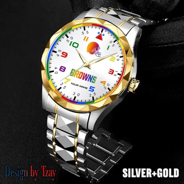 Cleveland Browns Business Watch For Men Automatic Mechanical Stainless Steel Band 2025 SPTDMW584
