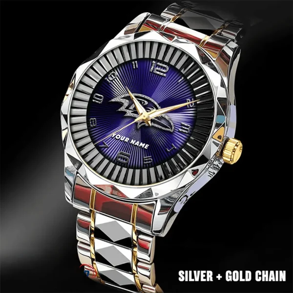 Baltimore Ravens Business Watch For Men Automatic Mechanical Stainless Steel Band 2025 SPTDMW611 - Image 5