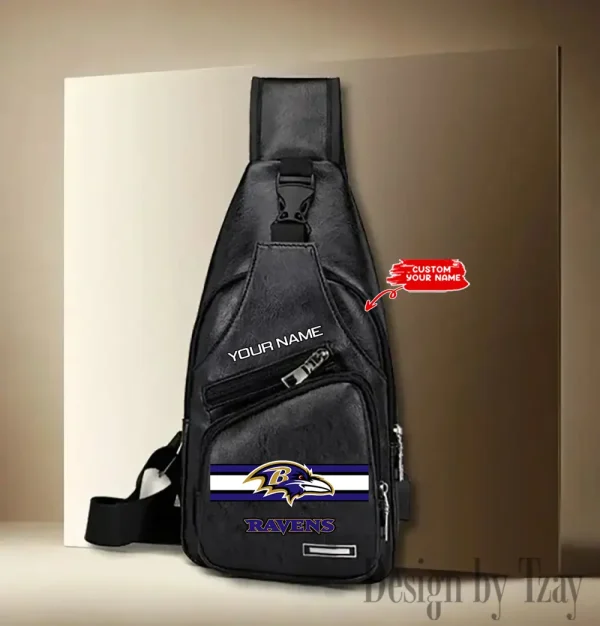 Baltimore Ravens Cool Leather Sling Crossbody Backpack Chest Bag For Men New Design 2025 ANZLTSLINGBAG196