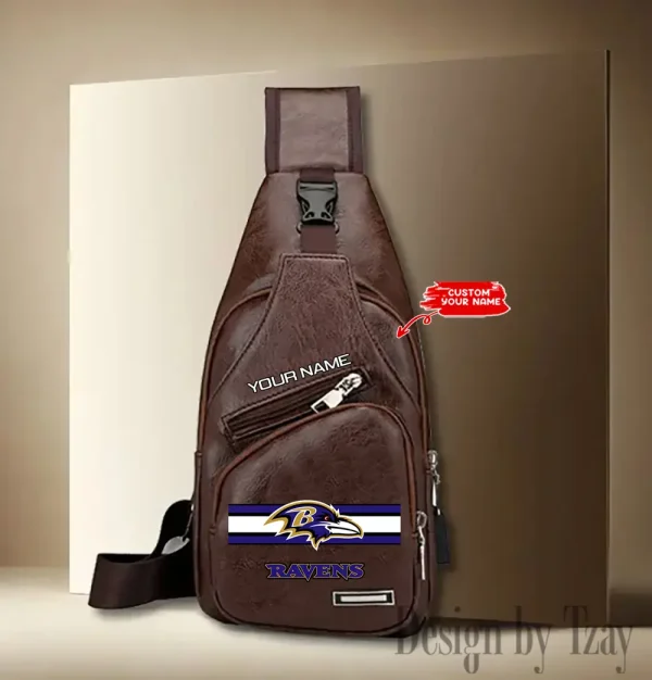 Baltimore Ravens Cool Leather Sling Crossbody Backpack Chest Bag For Men New Design 2025 ANZLTSLINGBAG196 - Image 3