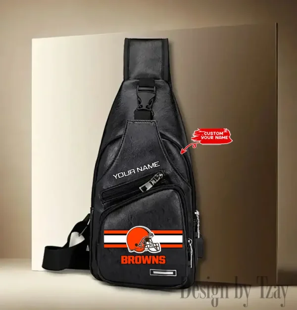 Cleveland Browns Cool Leather Sling Crossbody Backpack Chest Bag For Men New Design 2025 ANZLTSLINGBAG201