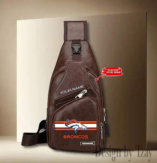 Denver Broncos Cool Leather Sling Crossbody Backpack Chest Bag For Men New Design 2025 ANZLTSLINGBAG203
