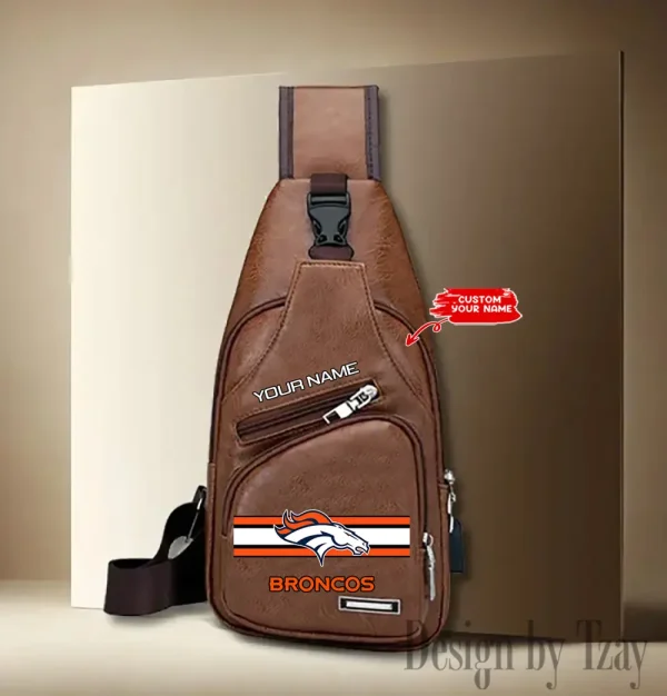 Denver Broncos Cool Leather Sling Crossbody Backpack Chest Bag For Men New Design 2025 ANZLTSLINGBAG203 - Image 2