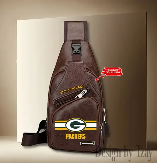 Green Bay Packers Cool Leather Sling Crossbody Backpack Chest Bag For Men New Design 2025 ANZLTSLINGBAG205 - Image 3