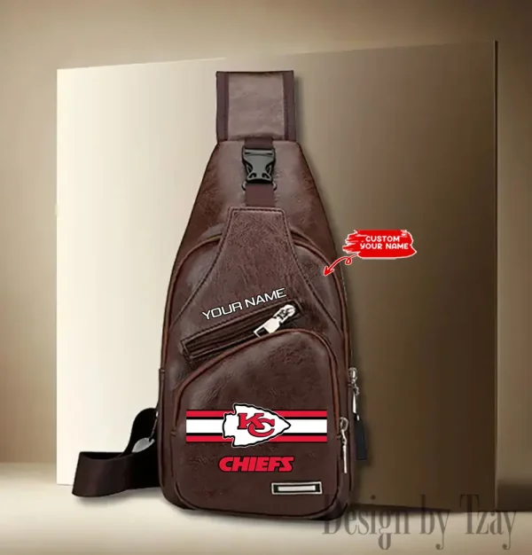 Kansas City Chiefs Cool Leather Sling Crossbody Backpack Chest Bag For Men New Design 2025 ANZLTSLINGBAG209 - Image 3