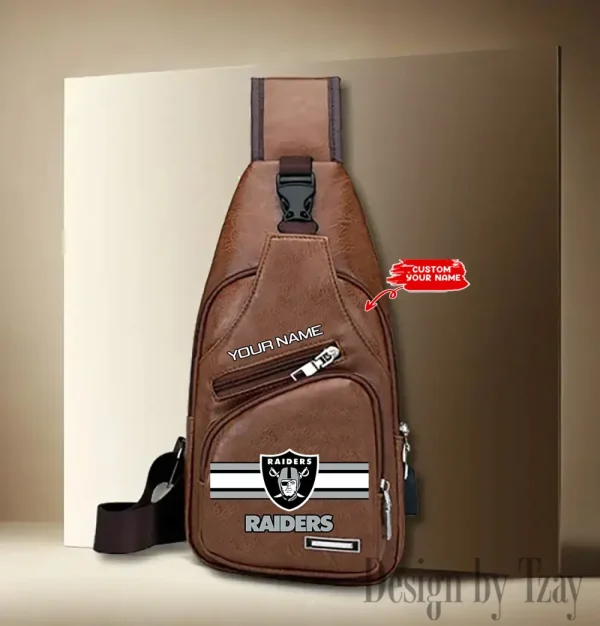 Las Vegas Raiders Cool Leather Sling Crossbody Backpack Chest Bag For Men New Design 2025 ANZLTSLINGBAG210 - Image 2