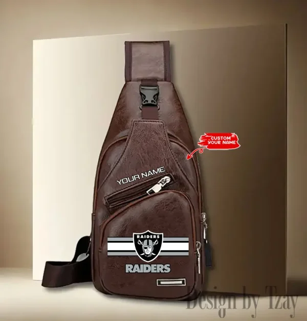 Las Vegas Raiders Cool Leather Sling Crossbody Backpack Chest Bag For Men New Design 2025 ANZLTSLINGBAG210 - Image 3