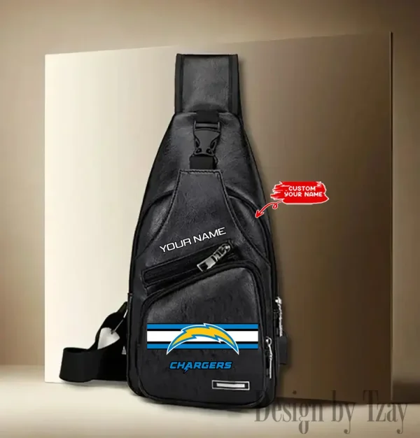 Los Angeles Chargers Cool Leather Sling Crossbody Backpack Chest Bag For Men New Design 2025 ANZLTSLINGBAG211