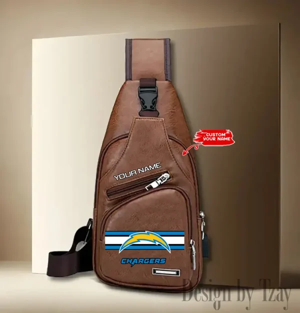 Los Angeles Chargers Cool Leather Sling Crossbody Backpack Chest Bag For Men New Design 2025 ANZLTSLINGBAG211 - Image 2