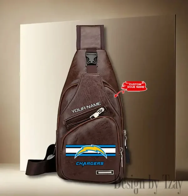 Los Angeles Chargers Cool Leather Sling Crossbody Backpack Chest Bag For Men New Design 2025 ANZLTSLINGBAG211 - Image 3