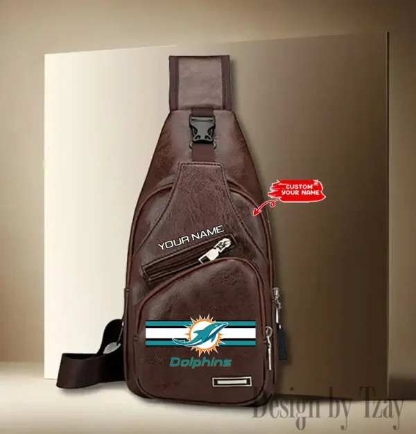 Miami Dolphins Cool Leather Sling Crossbody Backpack Chest Bag For Men New Design 2025 ANZLTSLINGBAG213