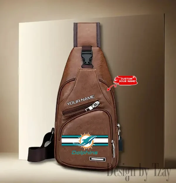 Miami Dolphins Cool Leather Sling Crossbody Backpack Chest Bag For Men New Design 2025 ANZLTSLINGBAG213 - Image 2