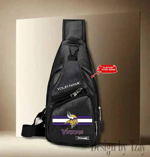 Minnesota Vikings Cool Leather Sling Crossbody Backpack Chest Bag For Men New Design 2025 ANZLTSLINGBAG214 - Image 3