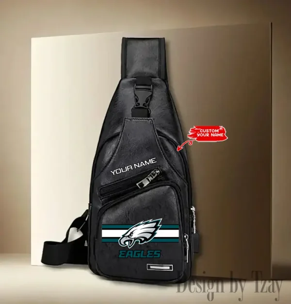 Philadelphia Eagles Cool Leather Sling Crossbody Backpack Chest Bag For Men New Design 2025 ANZLTSLINGBAG219 - Image 3