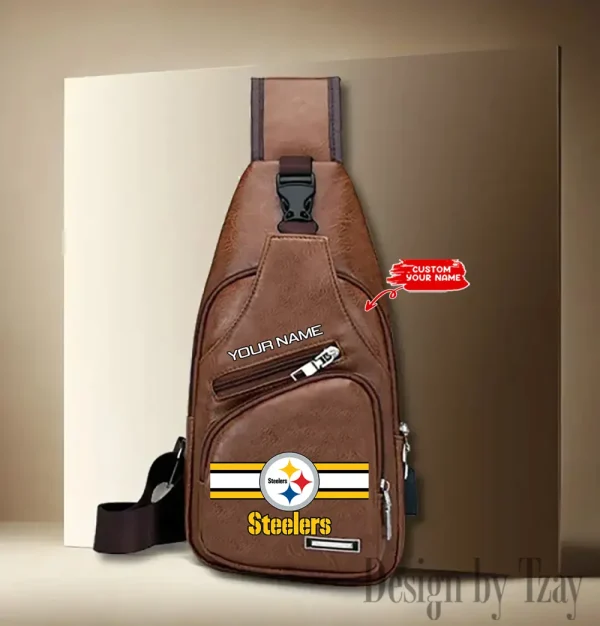 Pittsburgh Steelers Cool Leather Sling Crossbody Backpack Chest Bag For Men New Design 2025 ANZLTSLINGBAG220
