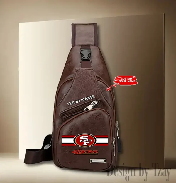San Francisco 49ers Cool Leather Sling Crossbody Backpack Chest Bag For Men New Design 2025 ANZLTSLINGBAG221 - Image 3