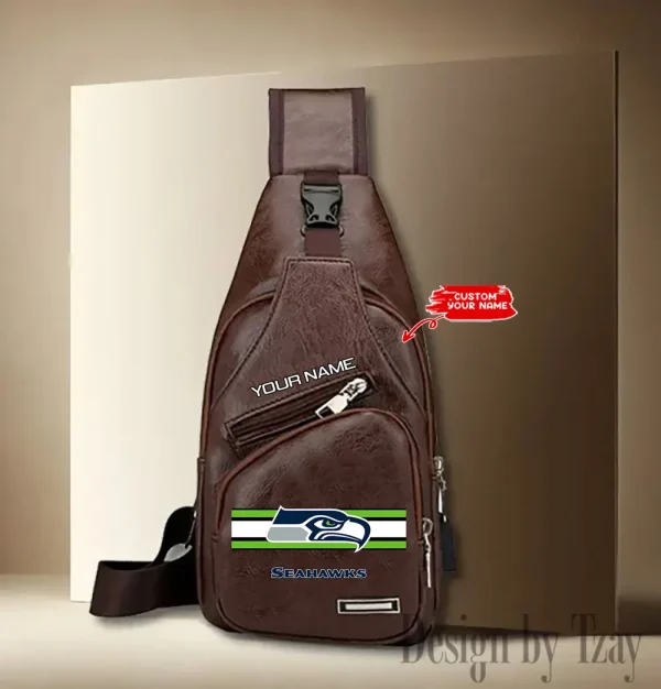 Seattle Seahawks Cool Leather Sling Crossbody Backpack Chest Bag For Men New Design 2025 ANZLTSLINGBAG222