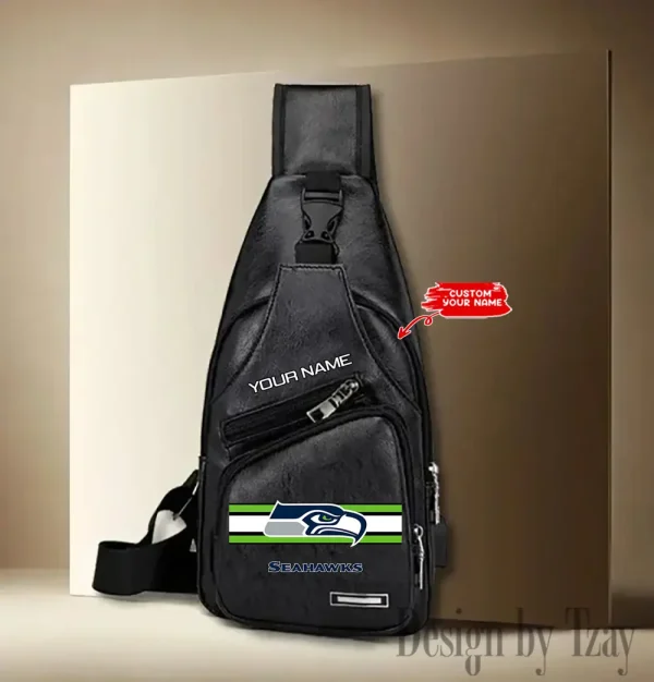 Seattle Seahawks Cool Leather Sling Crossbody Backpack Chest Bag For Men New Design 2025 ANZLTSLINGBAG222 - Image 3